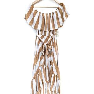 NWT Altar'd State Ivory Beige Striped Hi Low Dress